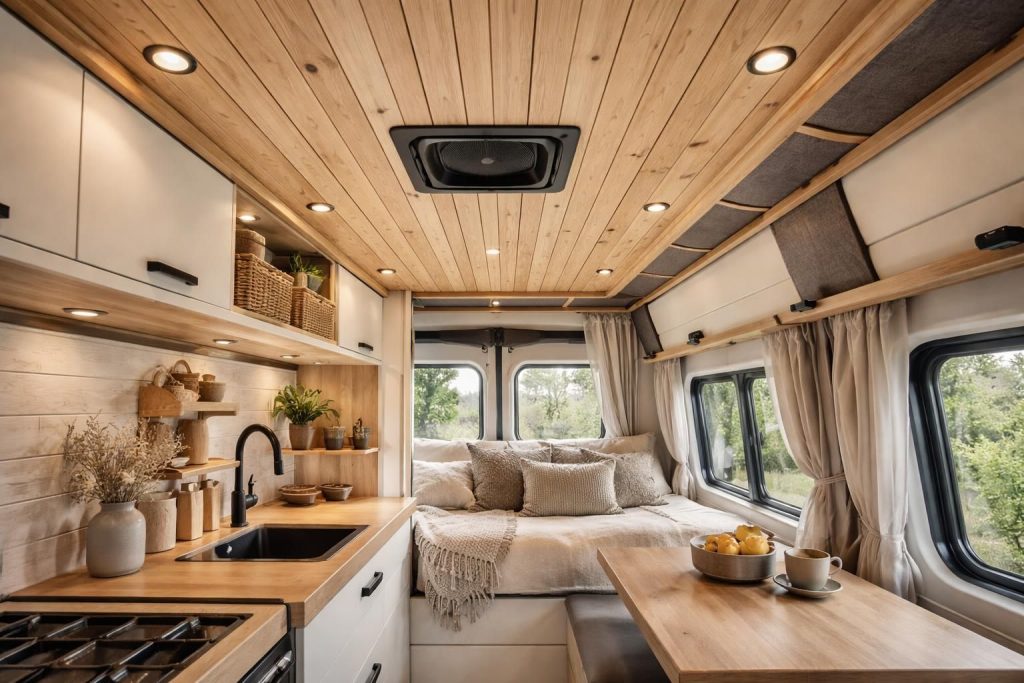 découvrez des idées déco originales et les meilleurs matériaux pour aménager le plafond de votre van ou fourgon, alliant style et fonctionnalité pour un intérieur confortable.