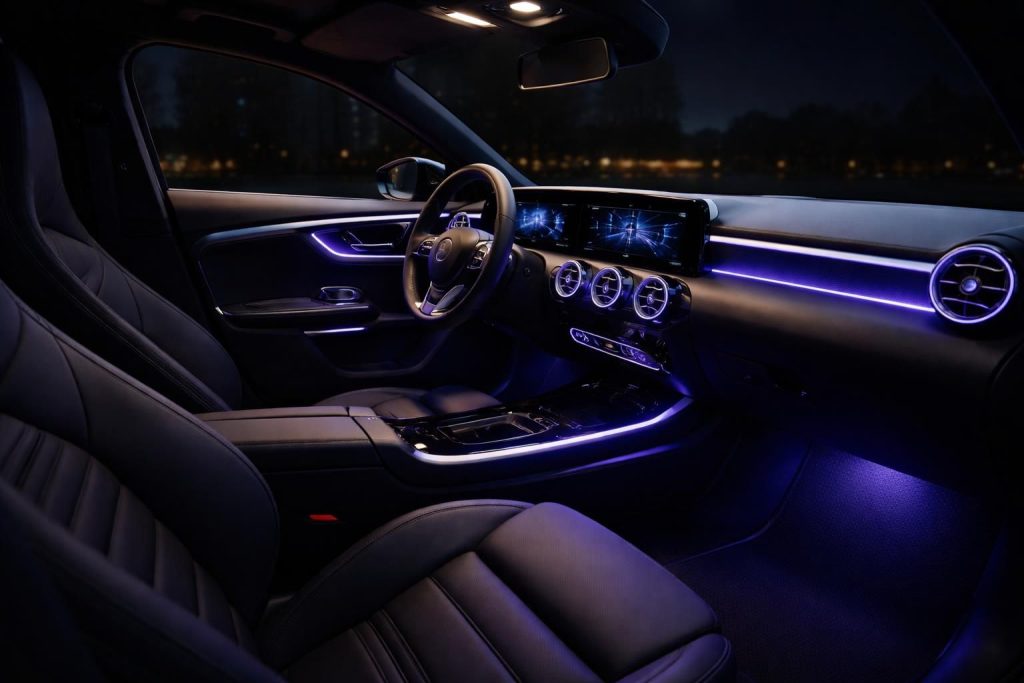 découvrez comment ajouter un éclairage d'ambiance personnalisable à votre mercedes classe a pour un intérieur moderne et élégant.