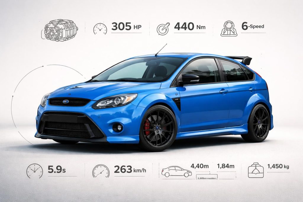 découvrez la fiche technique complète du ford focus rs mk2 305ch 2009 : performances, motorisation, caractéristiques techniques et équipements détaillés.
