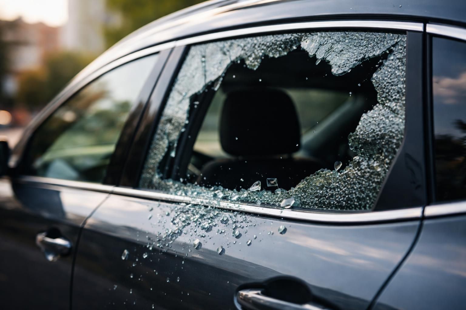 Vitre latérale voiture cassée : cassé